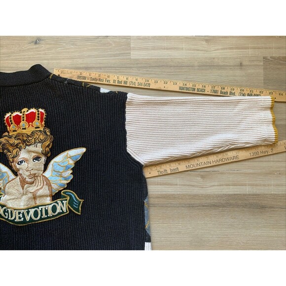 OOAK? Harlequin Crop Top Joker Devolution Cable Knit CARDIGAN Sweater Size 3X - Picture 12 of 12